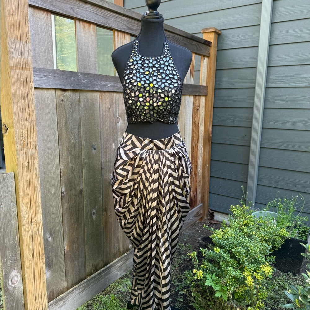 Designer Black and White Ethnic Dress